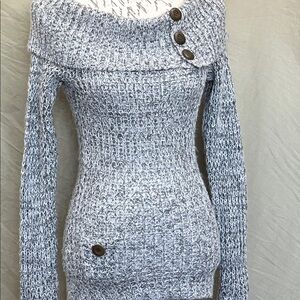 Heather gray boatneck pullover sweater acrylic mohair ramie small Jj always